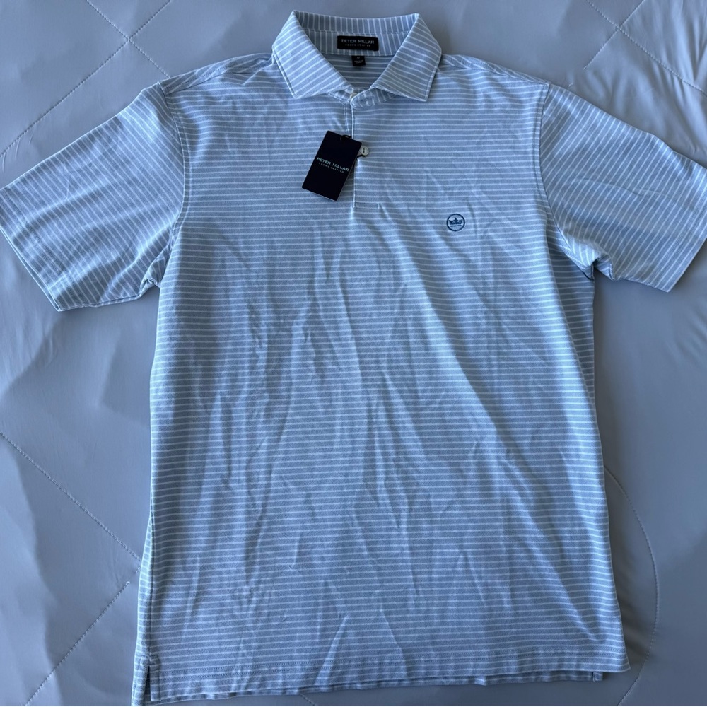 Peter Millar (NWT) Crown Crafted Polo Shirt Men’s Medium Blue White Stripe